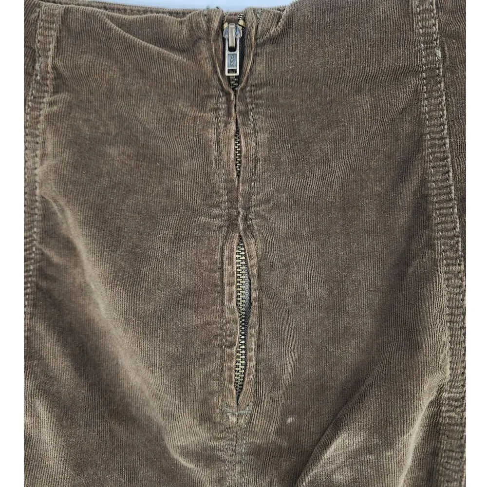 Free People Corduroy Mini Skirt Moss Green Women's Size 8 NWT